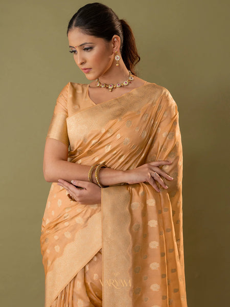Fendi Orange Gold Silk Saree