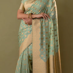Fendi Sea Green Silk Saree