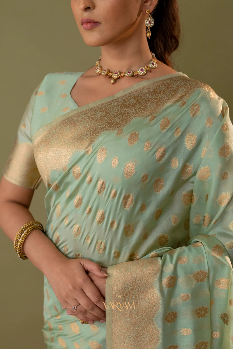 Fendi Sea Green Silk Saree