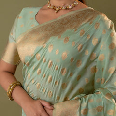 Fendi Sea Green Silk Saree