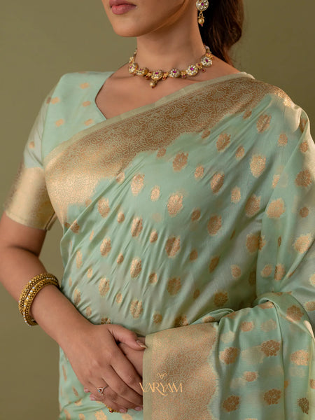 Fendi Sea Green Silk Saree