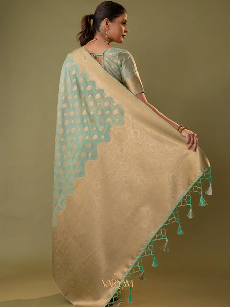 Fendi Sea Green Silk Saree