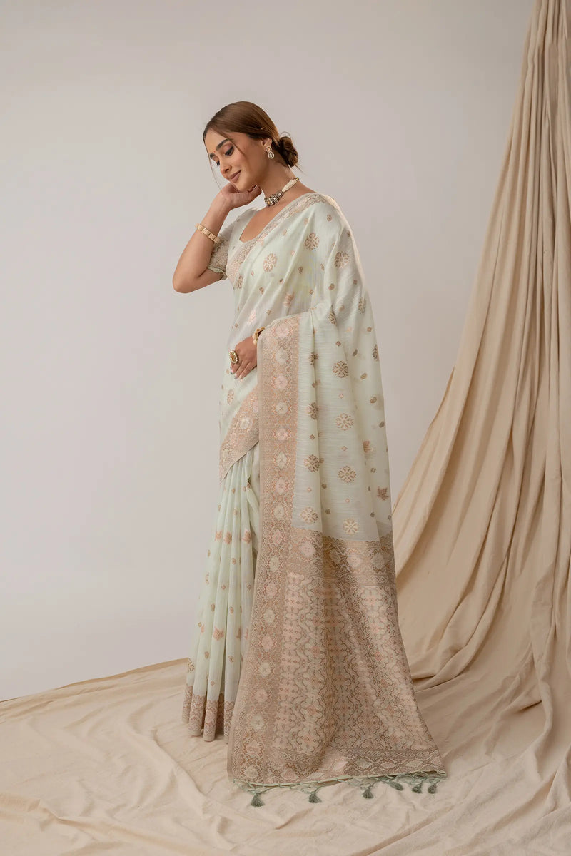 Vasudha Pastel Green Saree