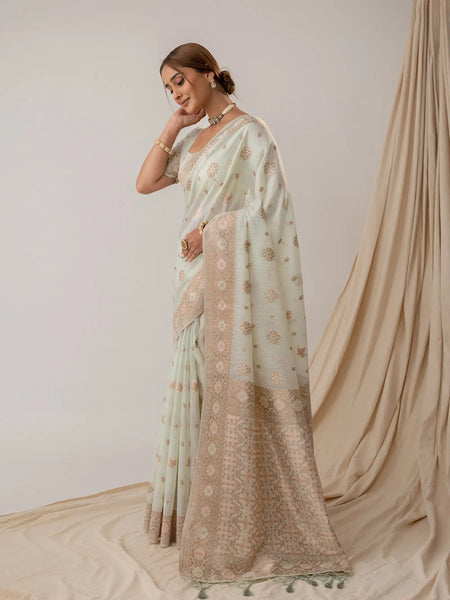 Vasudha Pastel Green Saree