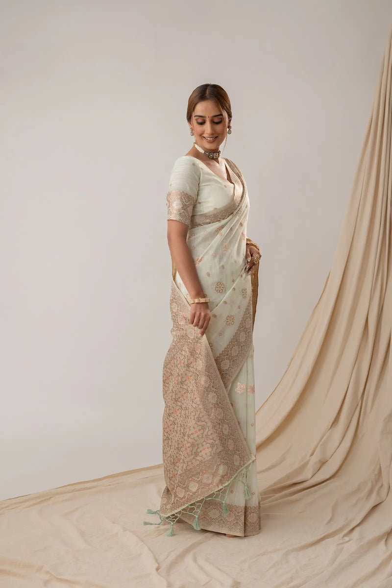 Vasudha Pastel Green Saree
