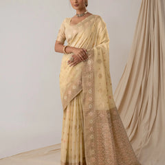 Vasudha Pastel Yellow Saree