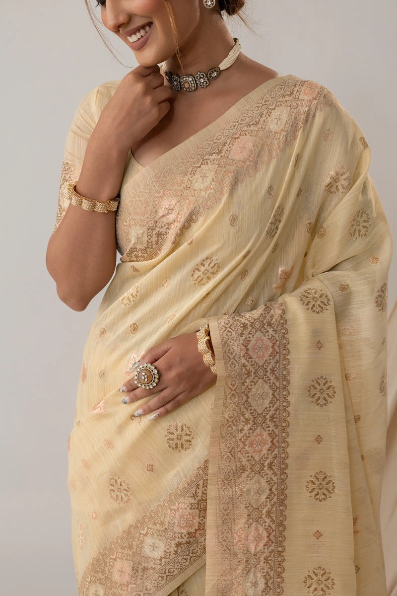 Vasudha Pastel Yellow Saree