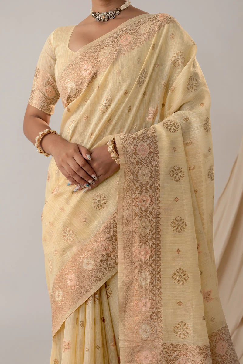 Vasudha Pastel Yellow Saree
