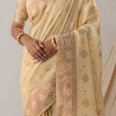Vasudha Pastel Yellow Saree