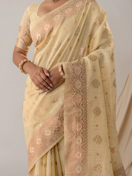 Vasudha Pastel Yellow Saree