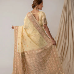 Vasudha Pastel Yellow Saree