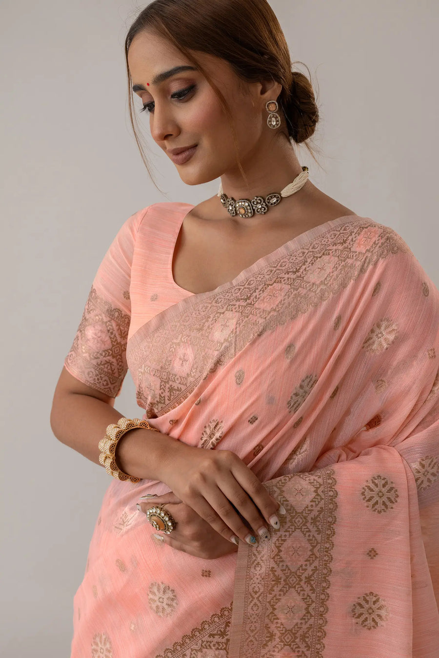 Vasudha Pastel Pink Saree