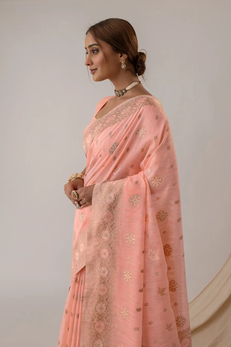 Vasudha Pastel Pink Saree