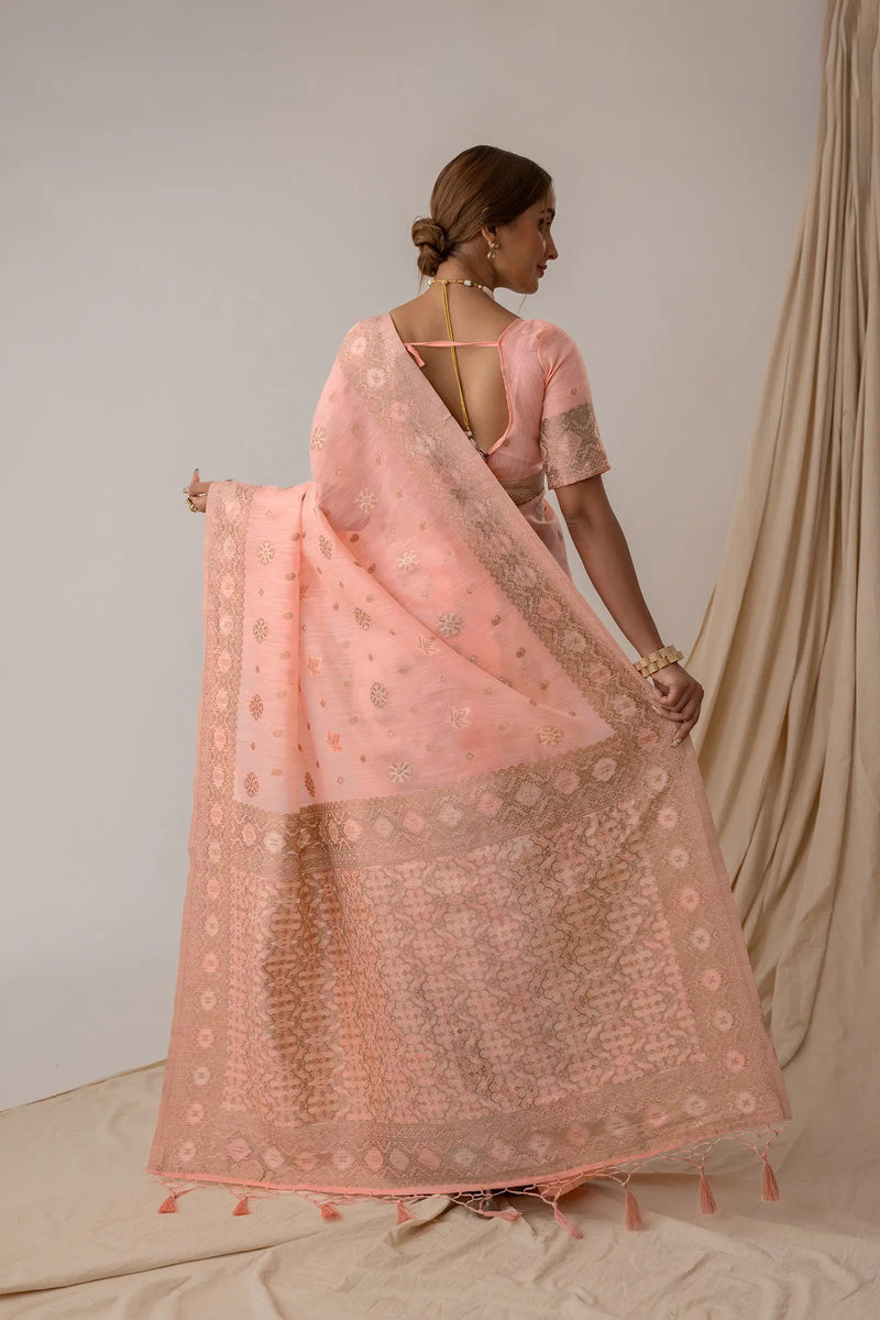 Vasudha Pastel Pink Saree