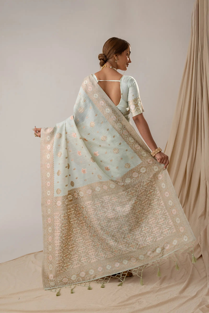 Vasudha Pastel Blue Saree