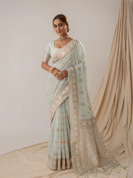 Vasudha Pastel Blue Saree