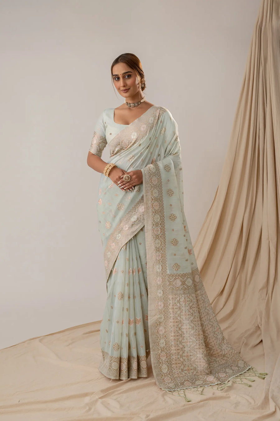 Vasudha Pastel Blue Saree