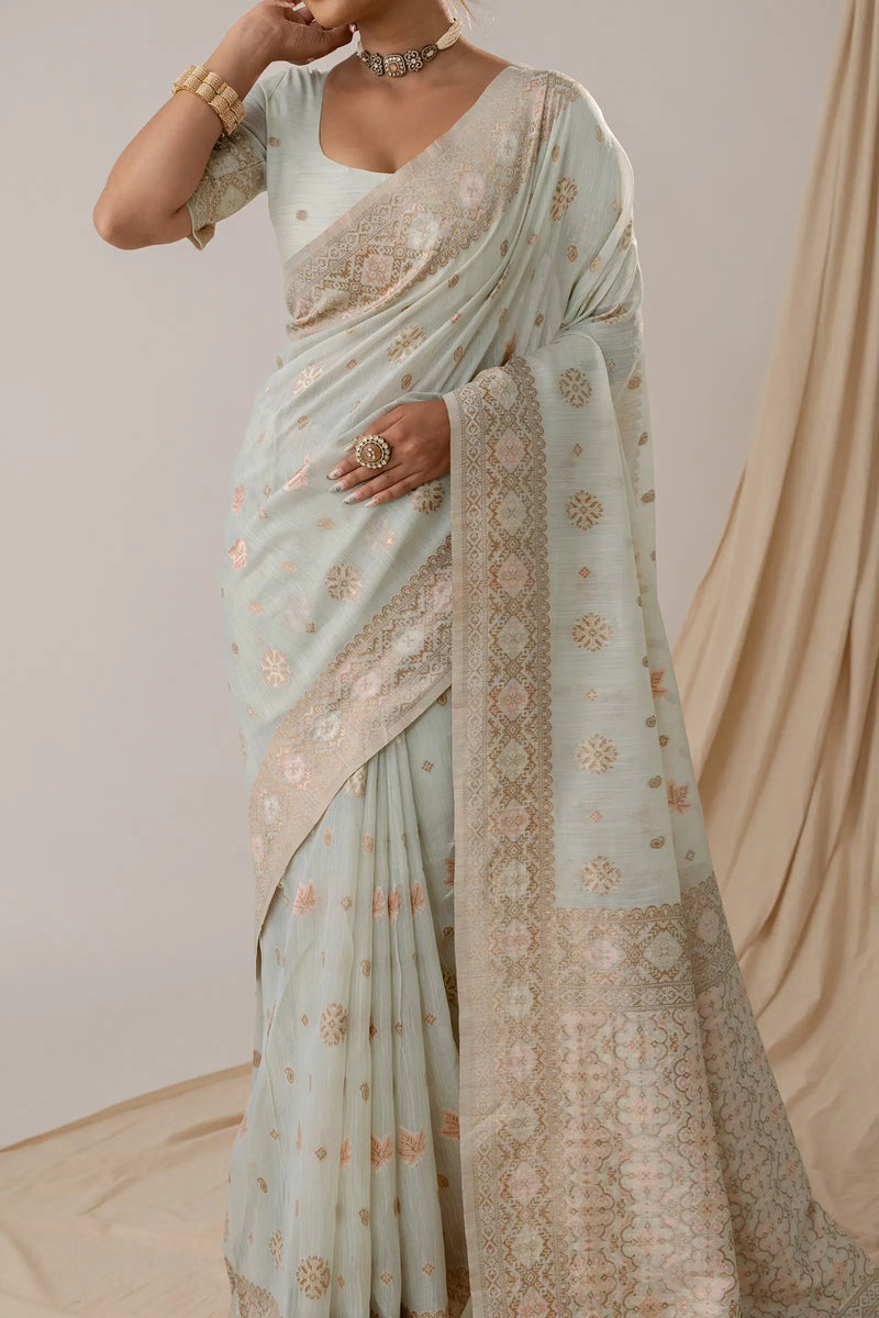 Vasudha Pastel Blue Saree