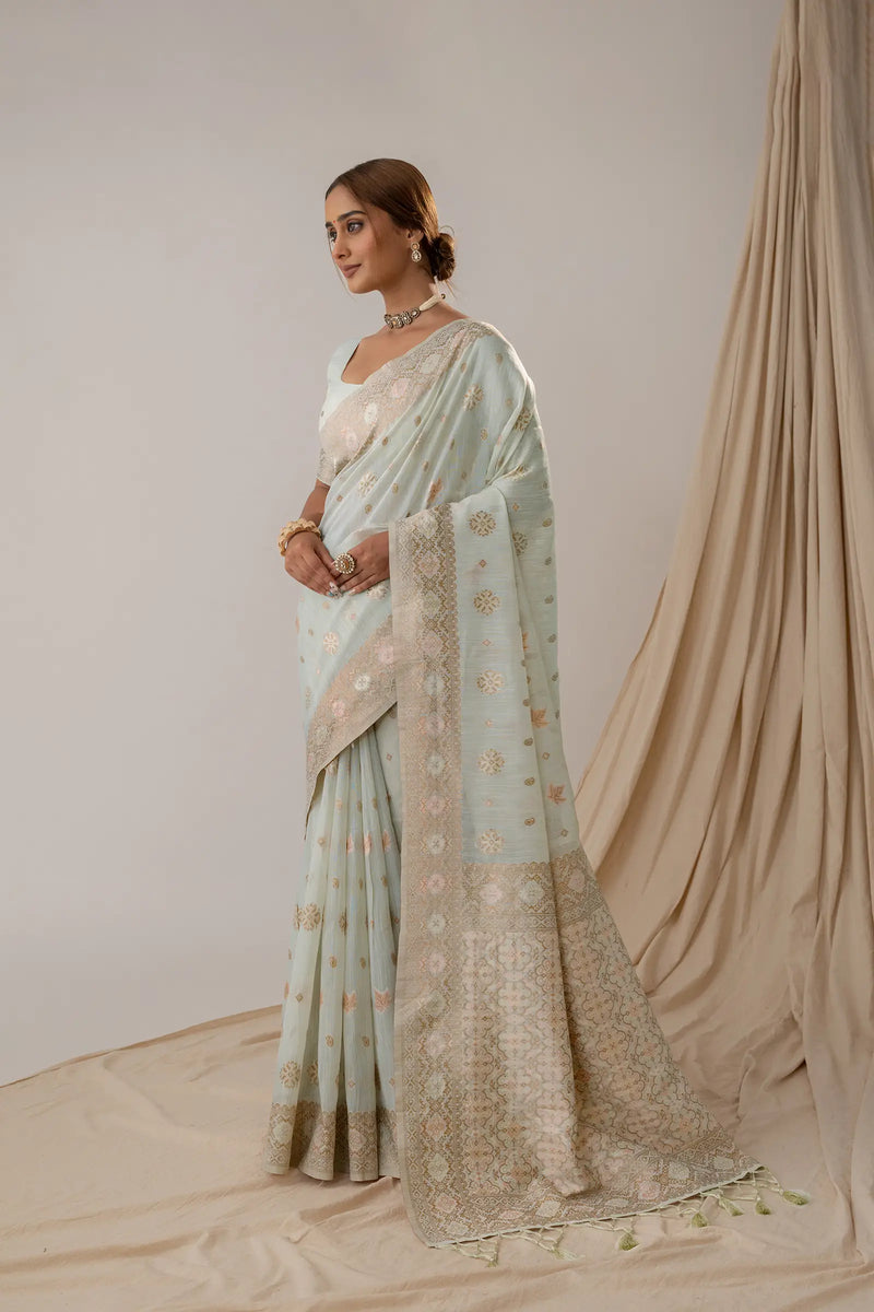 Vasudha Pastel Blue Saree