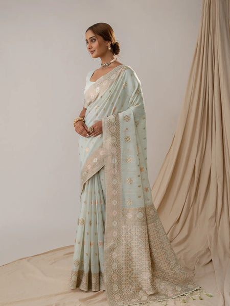 Vasudha Pastel Blue Saree