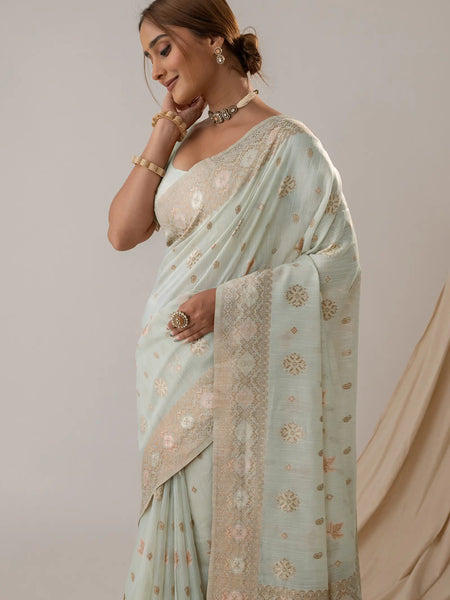 Vasudha Pastel Blue Saree