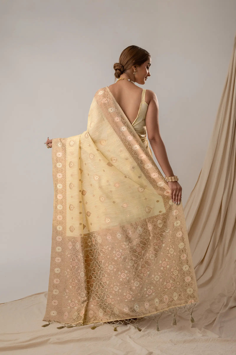 Chhaya Butter Yellow Saree