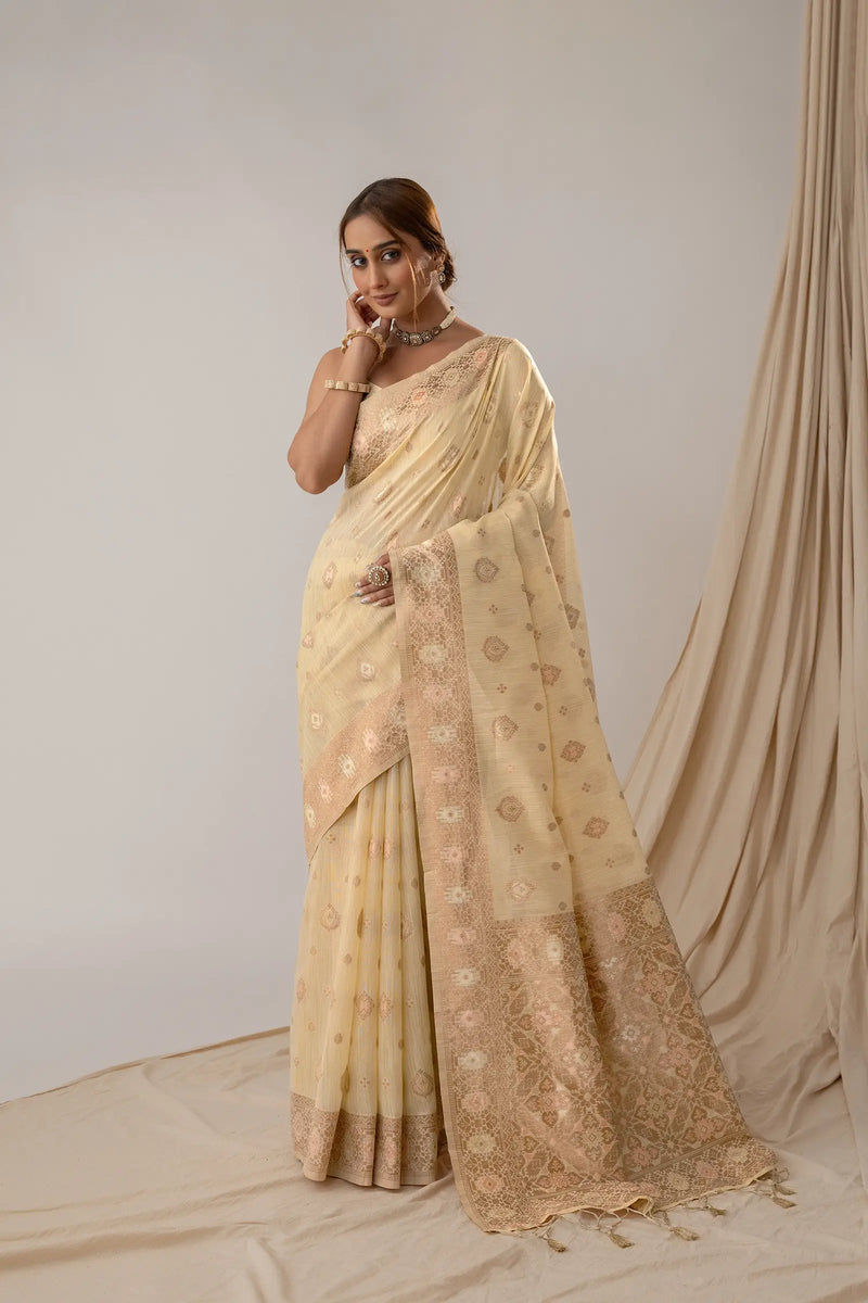 Chhaya Butter Yellow Saree