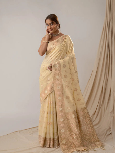 Chhaya Butter Yellow Saree