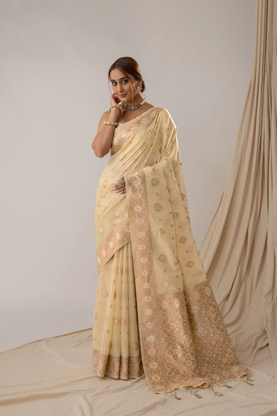 Chhaya Butter Yellow Saree
