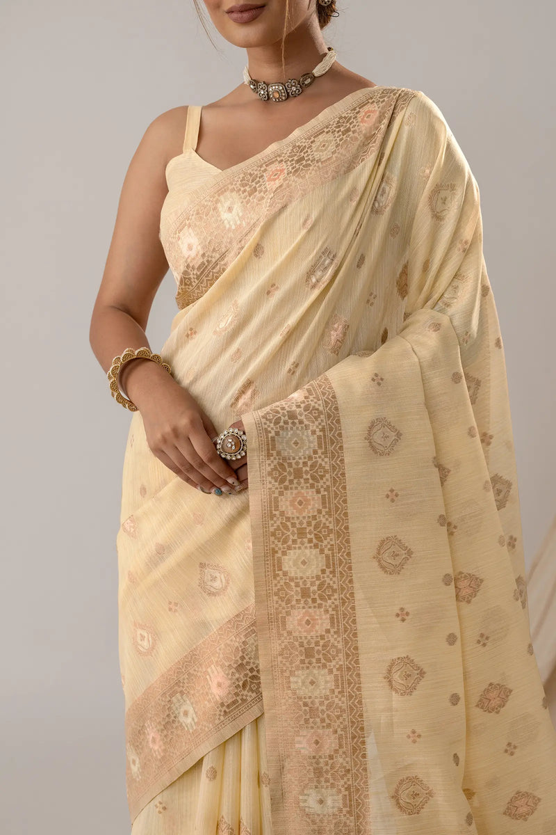 Chhaya Butter Yellow Saree