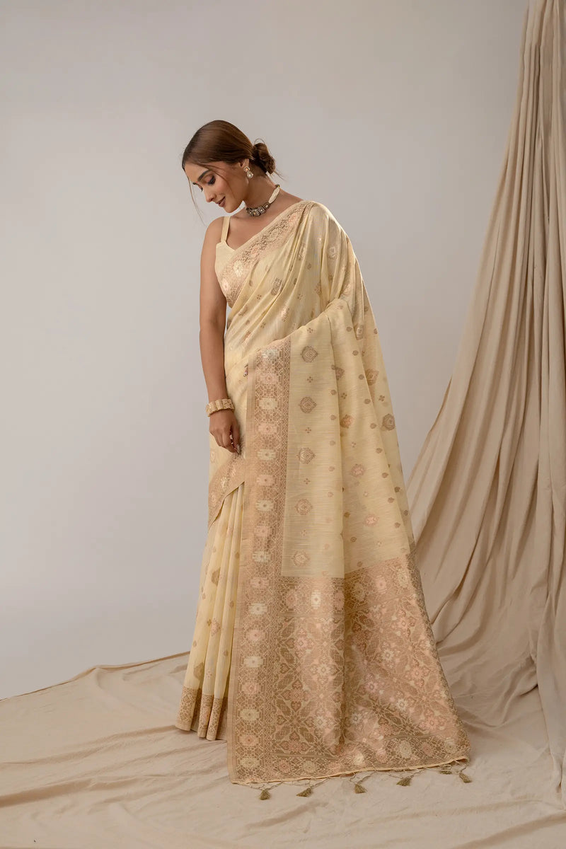 Chhaya Butter Yellow Saree