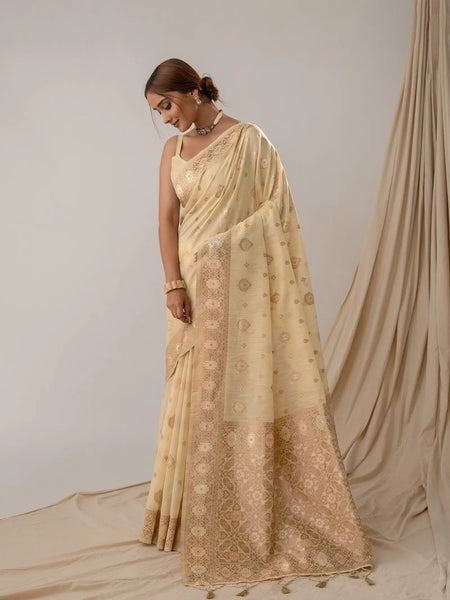 Chhaya Butter Yellow Saree