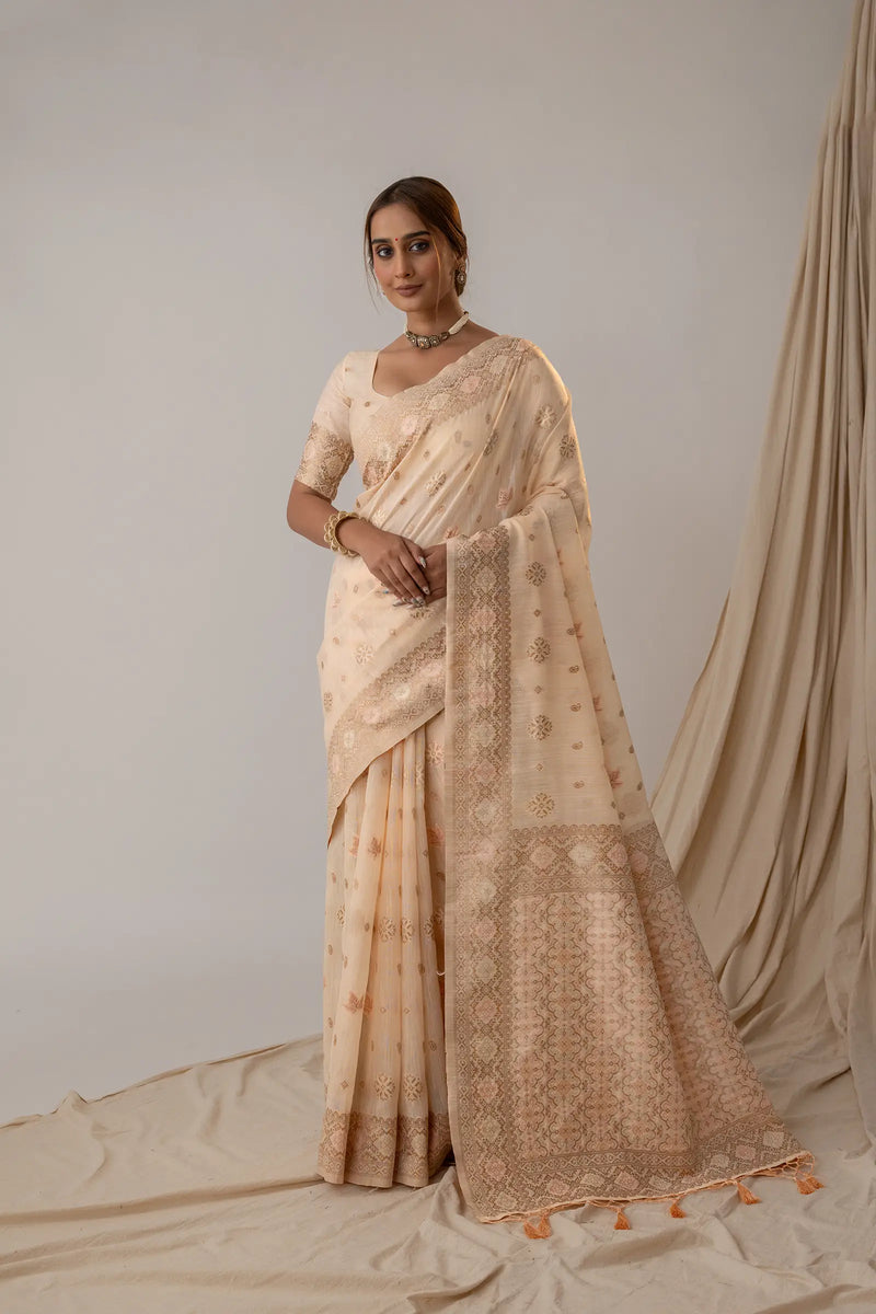 Vasudha Soft Beige Saree