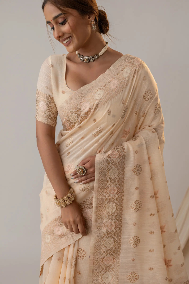Vasudha Soft Beige Saree
