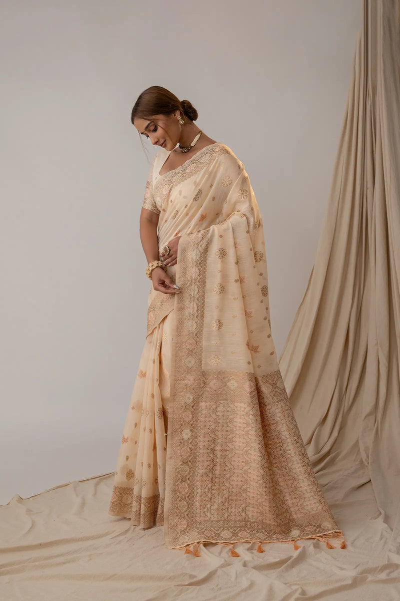 Vasudha Soft Beige Saree