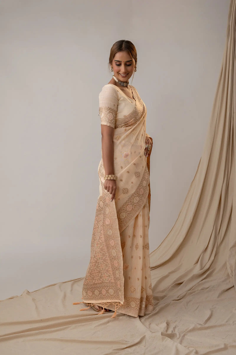 Vasudha Soft Beige Saree