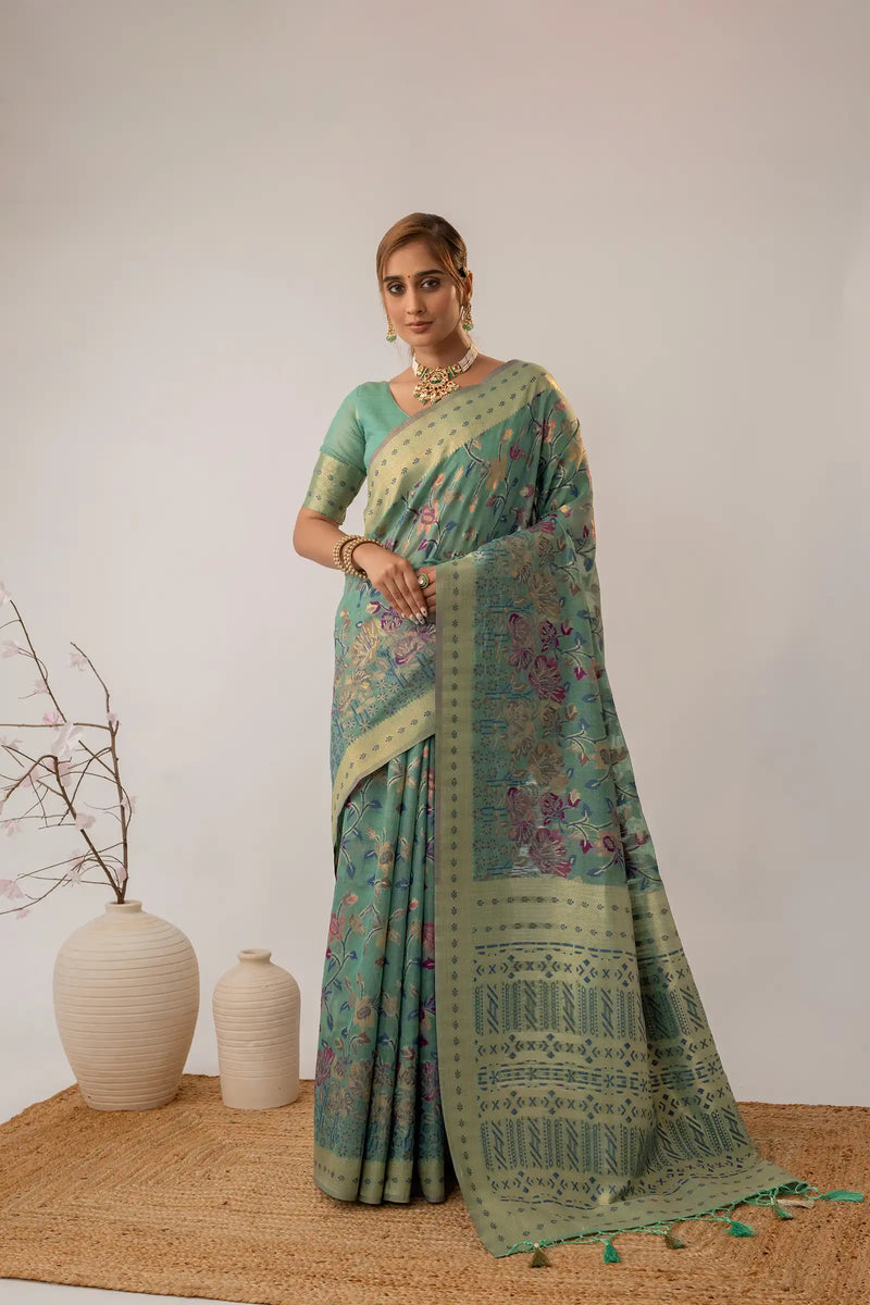Radha Cotton Green Saree