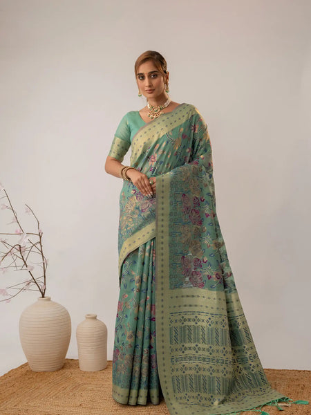 Radha Cotton Green Saree