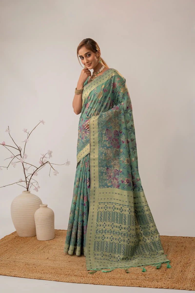 Radha Cotton Green Saree