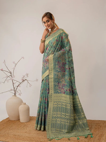 Radha Cotton Green Saree