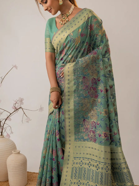Radha Cotton Green Saree
