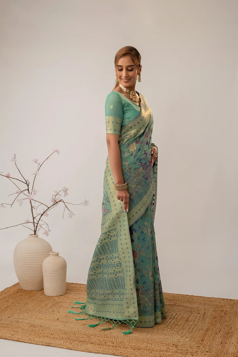 Radha Cotton Green Saree