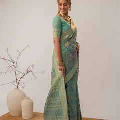 Radha Cotton Green Saree