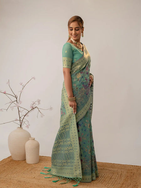 Radha Cotton Green Saree