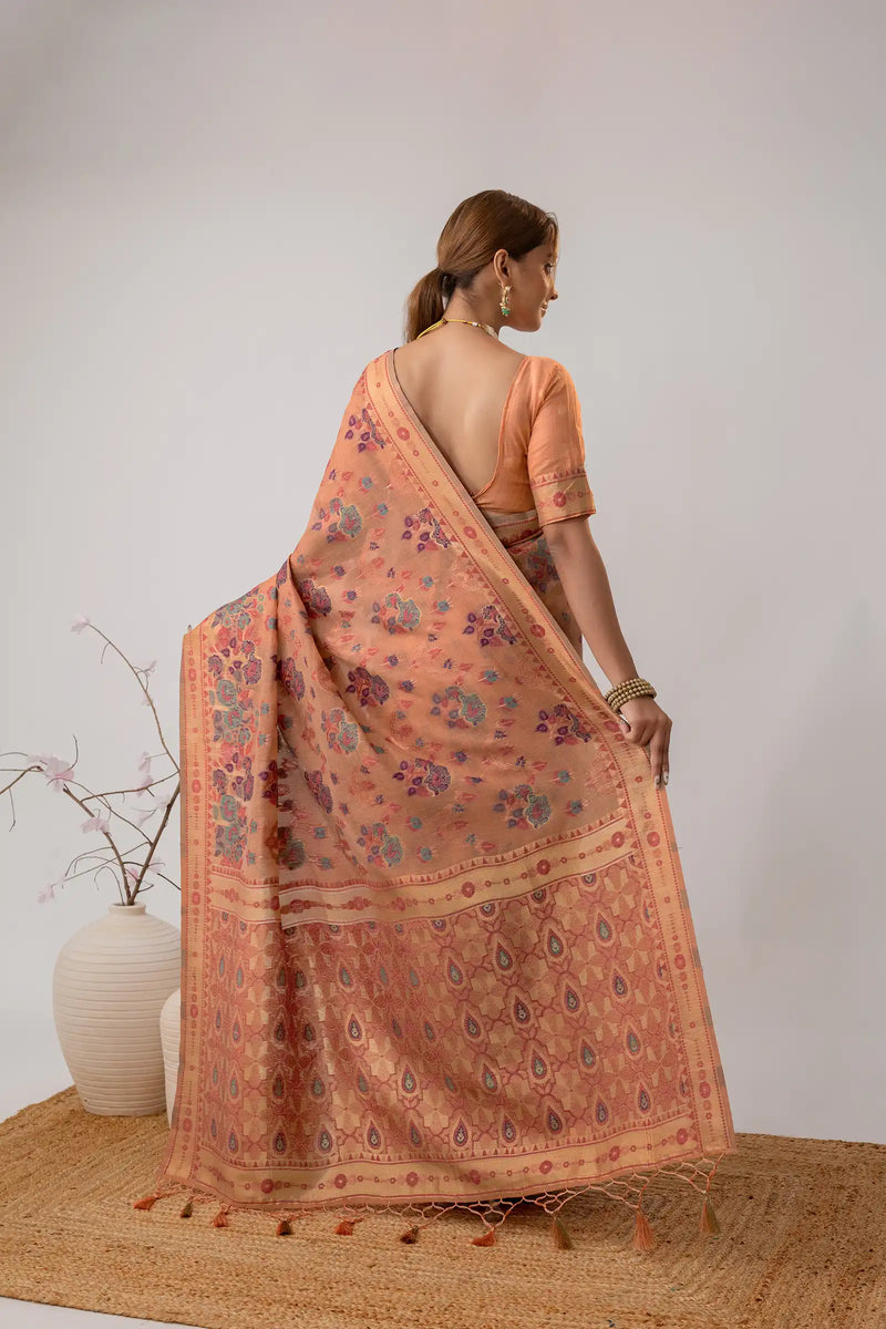 Mira Cotton Peach Saree
