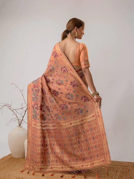 Mira Cotton Peach Saree