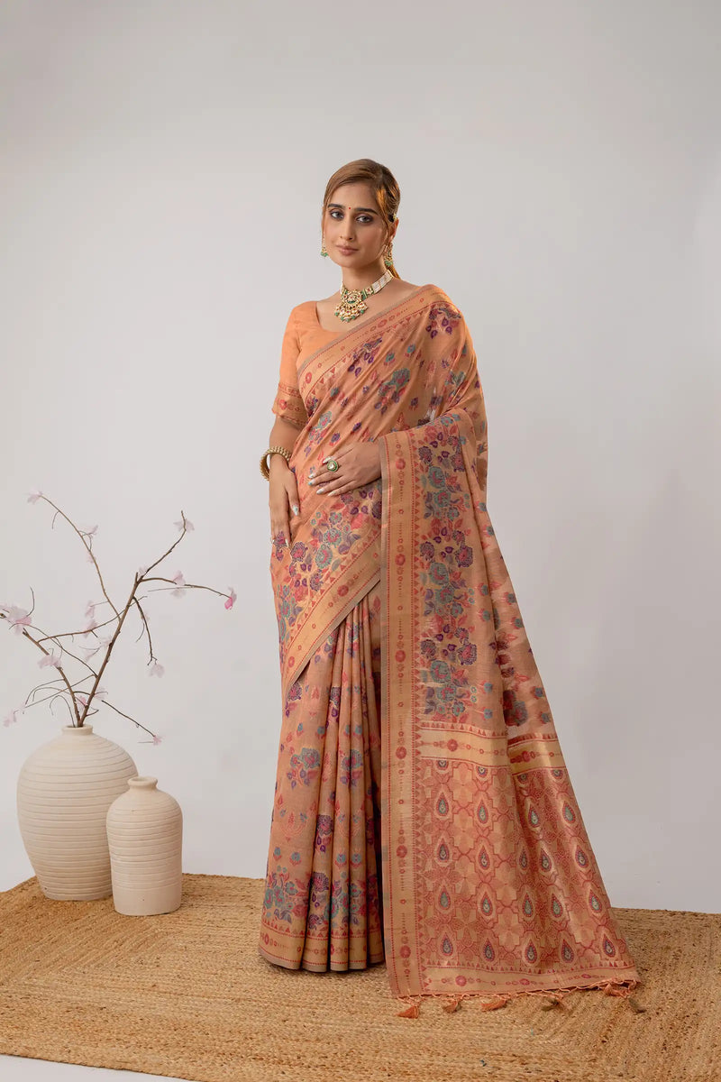 Mira Cotton Peach Saree