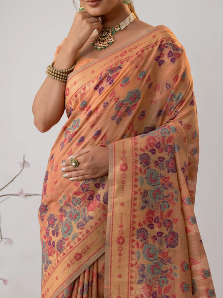 Mira Cotton Peach Saree