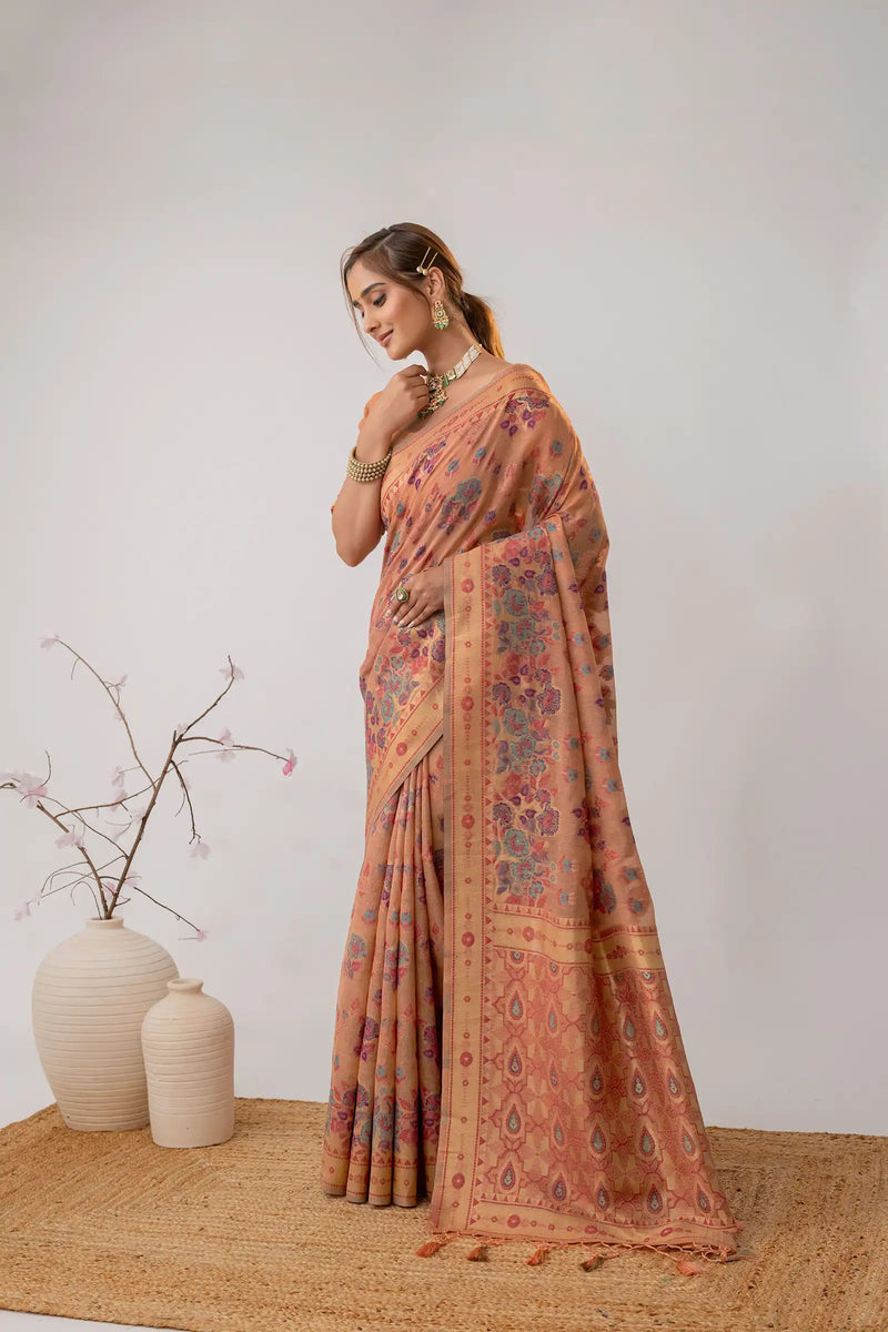 Mira Cotton Peach Saree