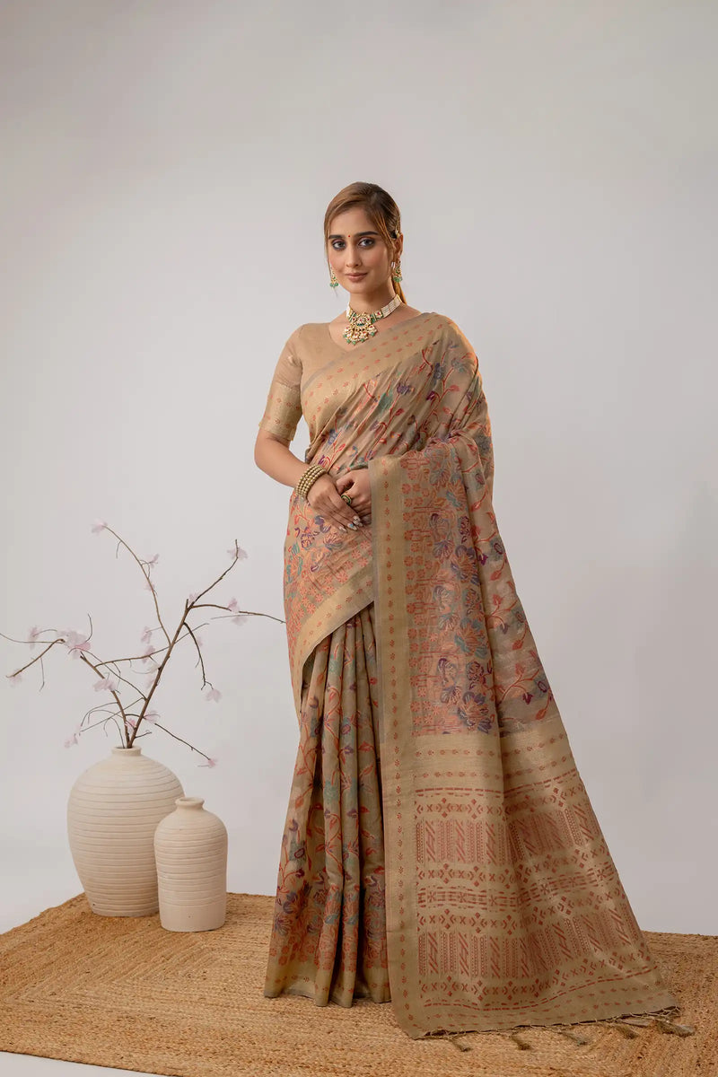 Radha Cotton Beige Saree